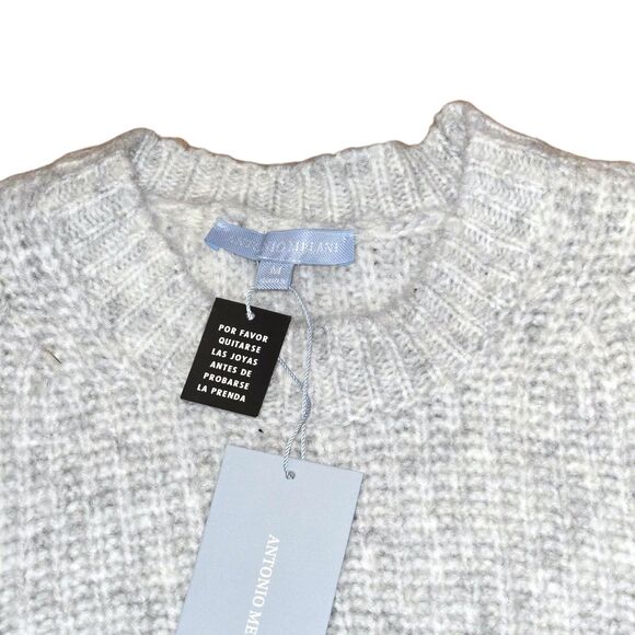 Antonio‎ Melani NWT Light Heather Gray Ashwin Knit Sweater Size M Chunky Cropped - Picture 2 of 10